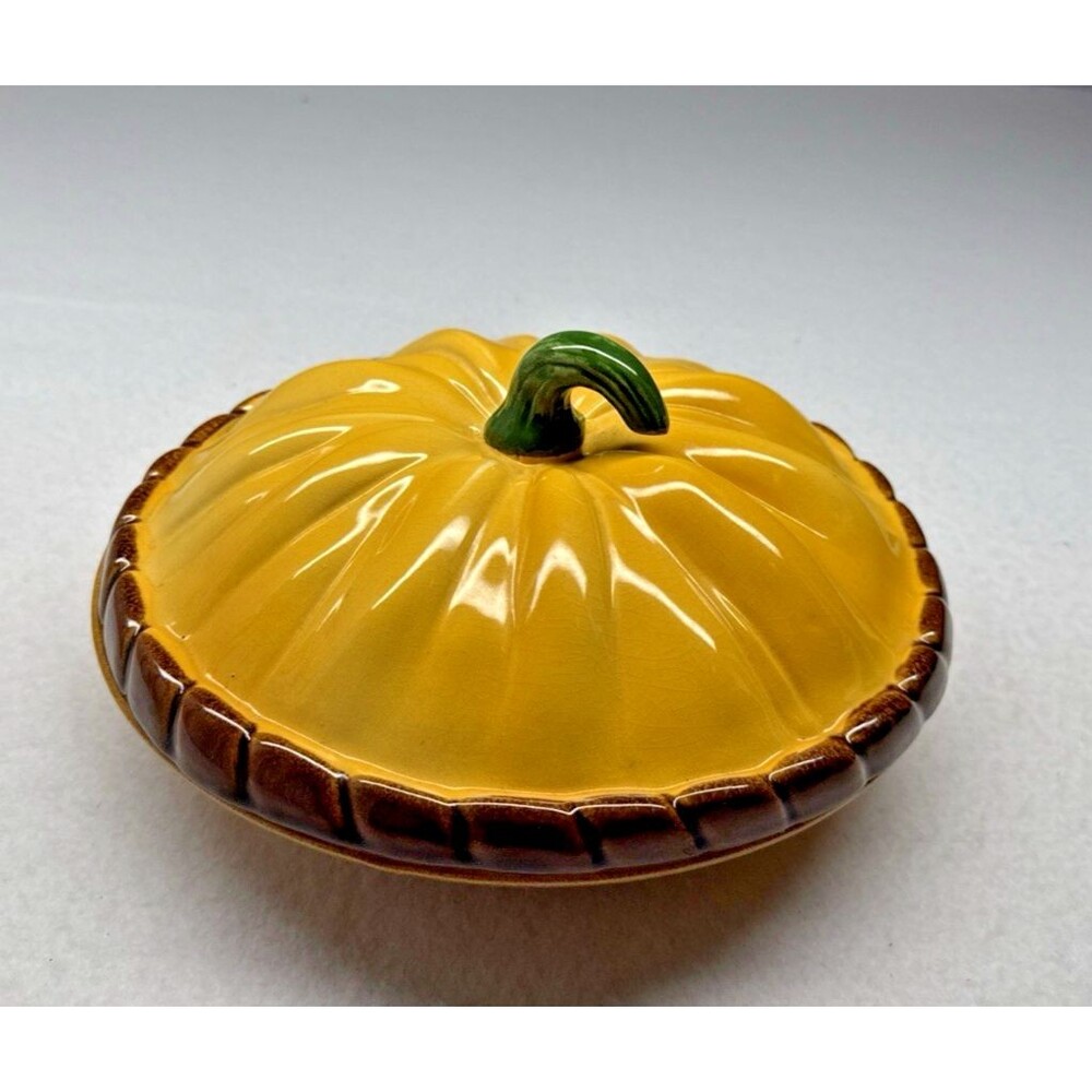 Over and Back Pumpkin Pie Dish 11" Covered Ceramic Baker Fall Thanksgiving
